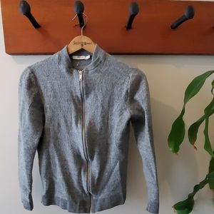 Grey zipper cardigan sweater